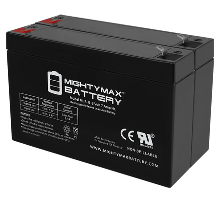 MIGHTY MAX BATTERY 6V 7Ah SLA Battery Replacement for SLAA6-7.2F - 2 Pack ML7-6MP21596382